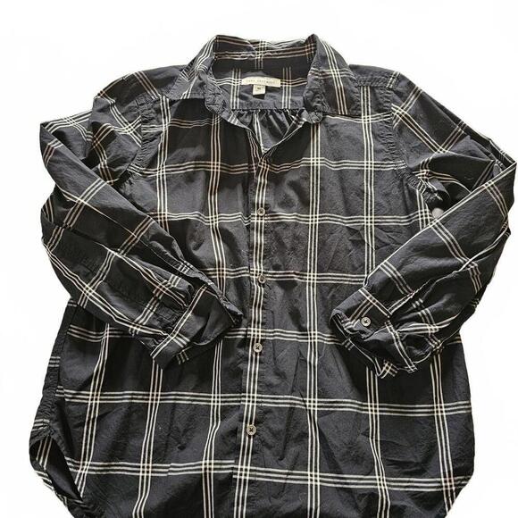 Free Assembly Tops - Free Assembly Black and White Plaid Button-Up Shirt XS